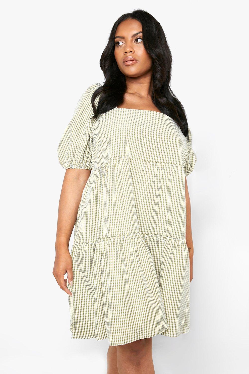 Khaki smock dress sale